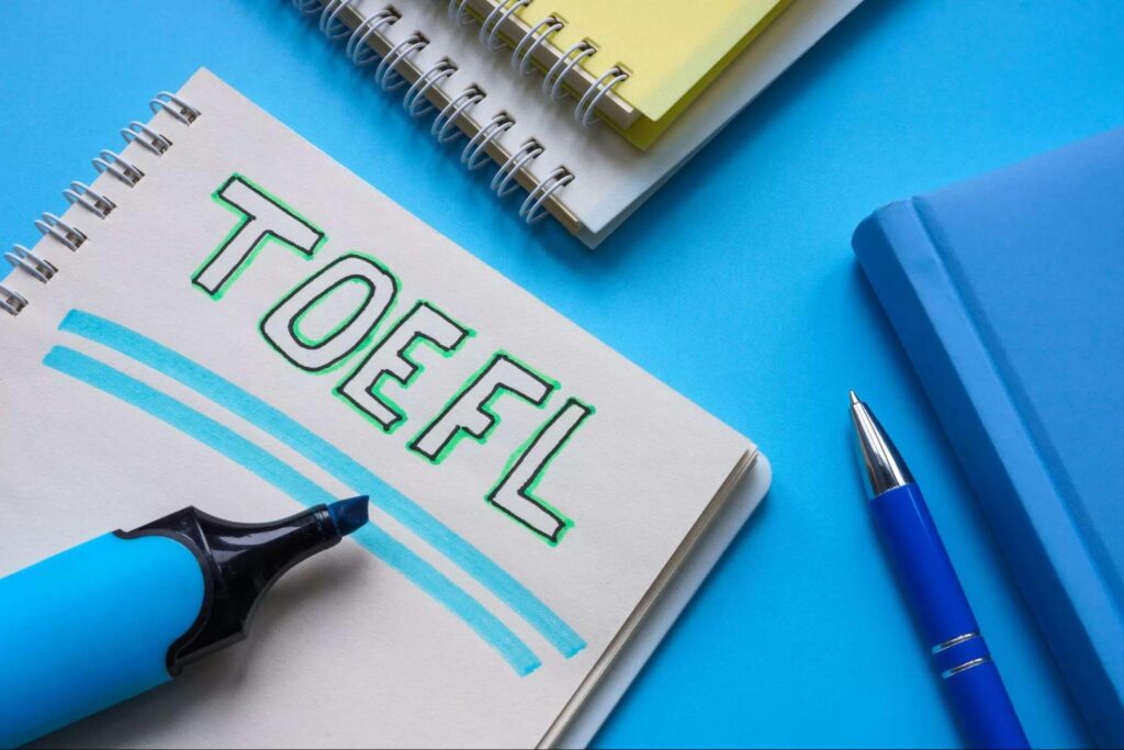 Visual representation of the TOEFL exam, assessing students' abilities to comprehend and utilize their subject knowledge.